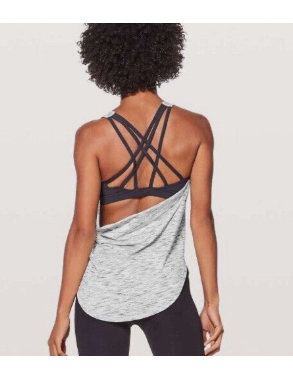 Gray and white tiger space-dye Lululemon 2-in-1 tank top